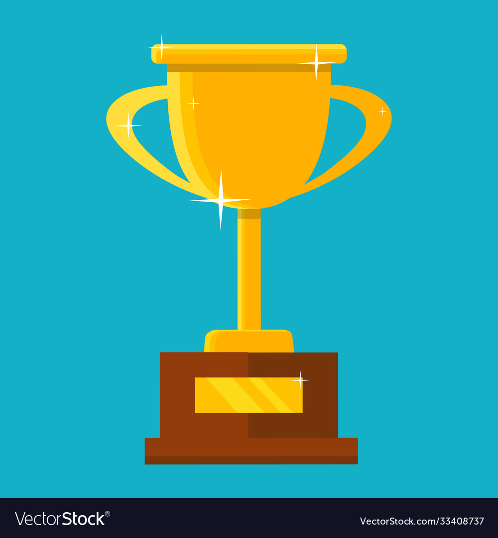 Champion trophy flat icon golden winner cup Vector Image