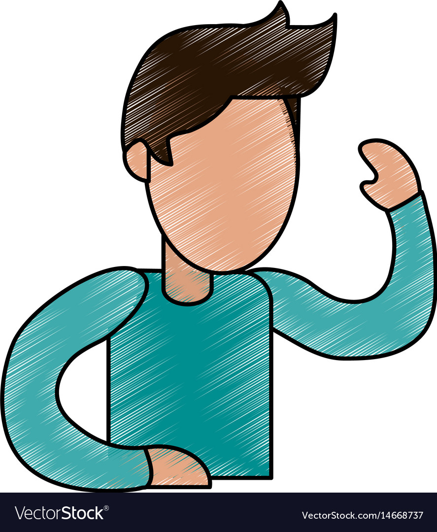 Color pencil image cartoon faceless man with t Vector Image