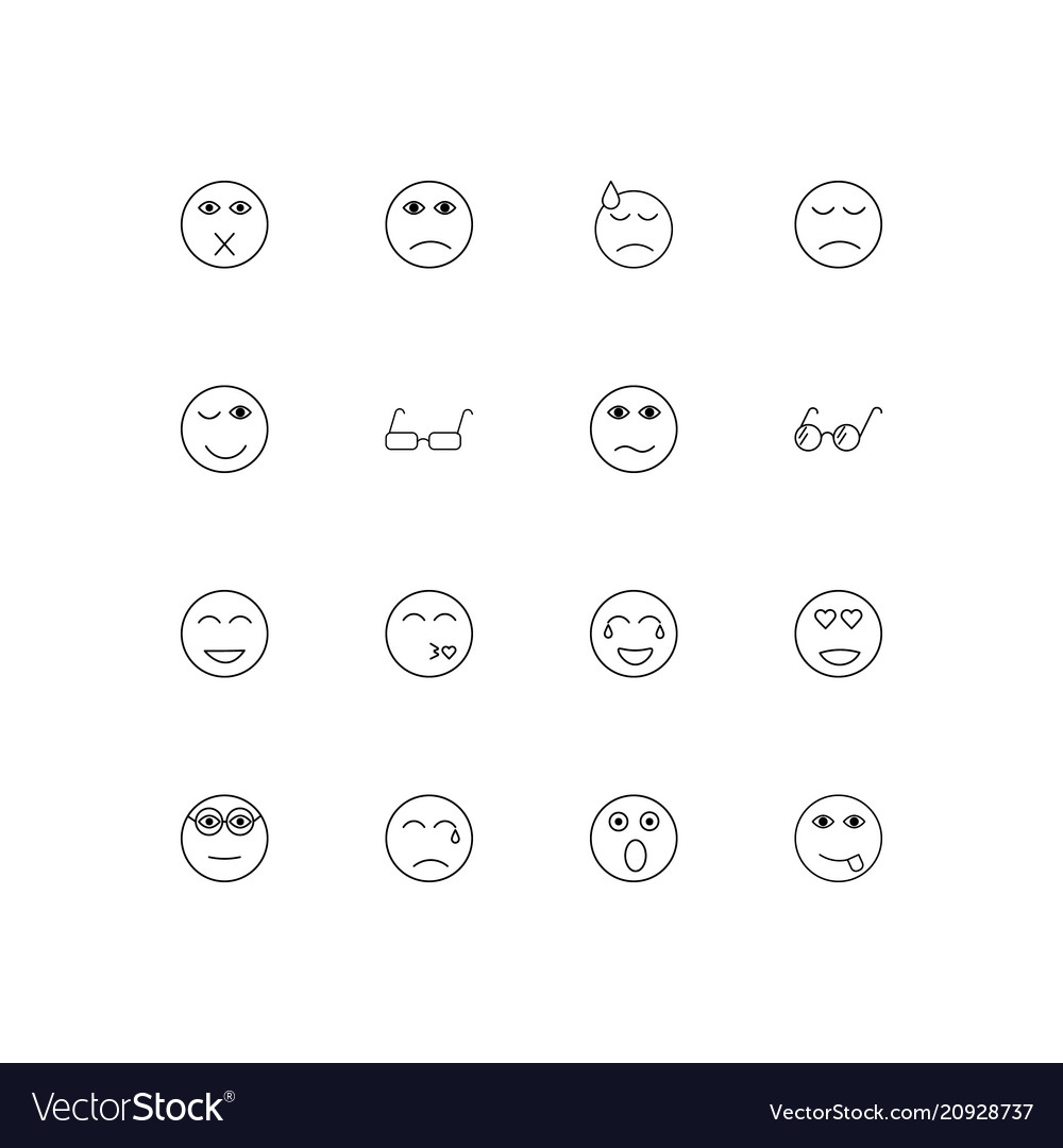 Emoticons linear thin icons set outlined simple