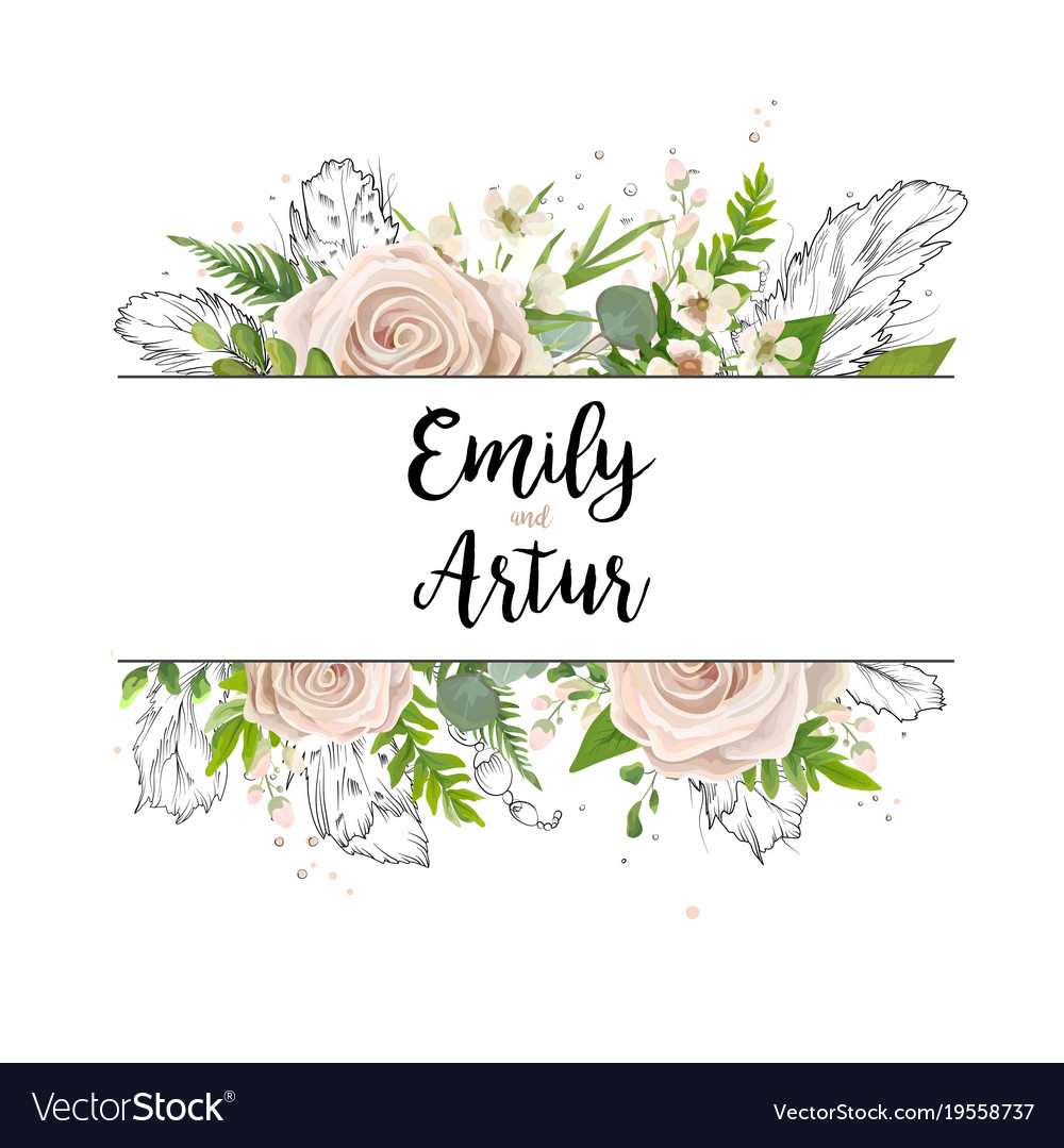 Download Floral wedding invitation save the date card Vector Image