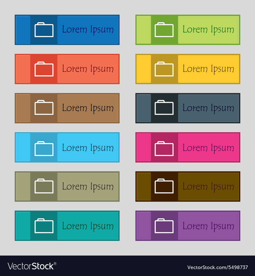 Folder icon sign set of twelve rectangular