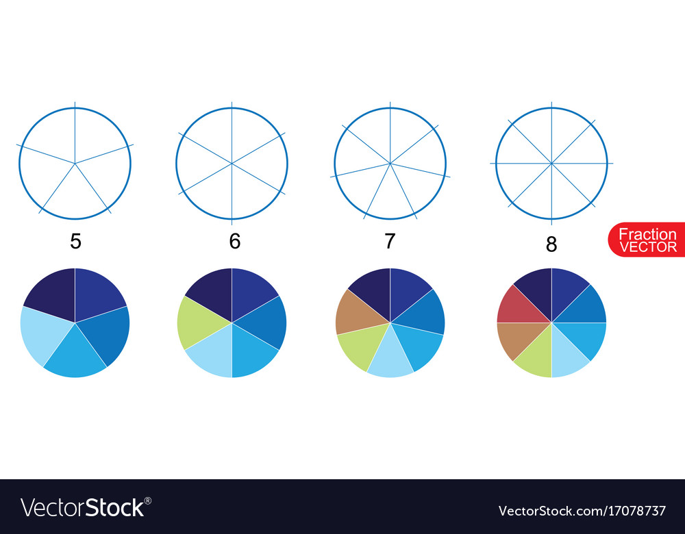 Fraction pie clip art for education on white back Vector Image