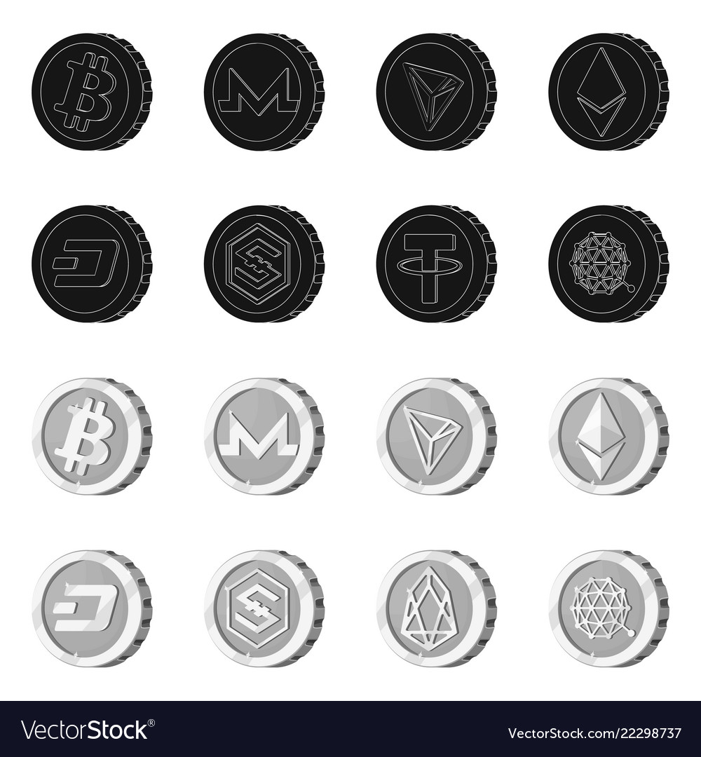 Isolated object of cryptocurrency and coin icon vector image Isolated object of cryptocurrency and coin icon