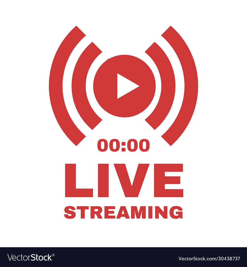 Live streaming logo with play button online Vector Image