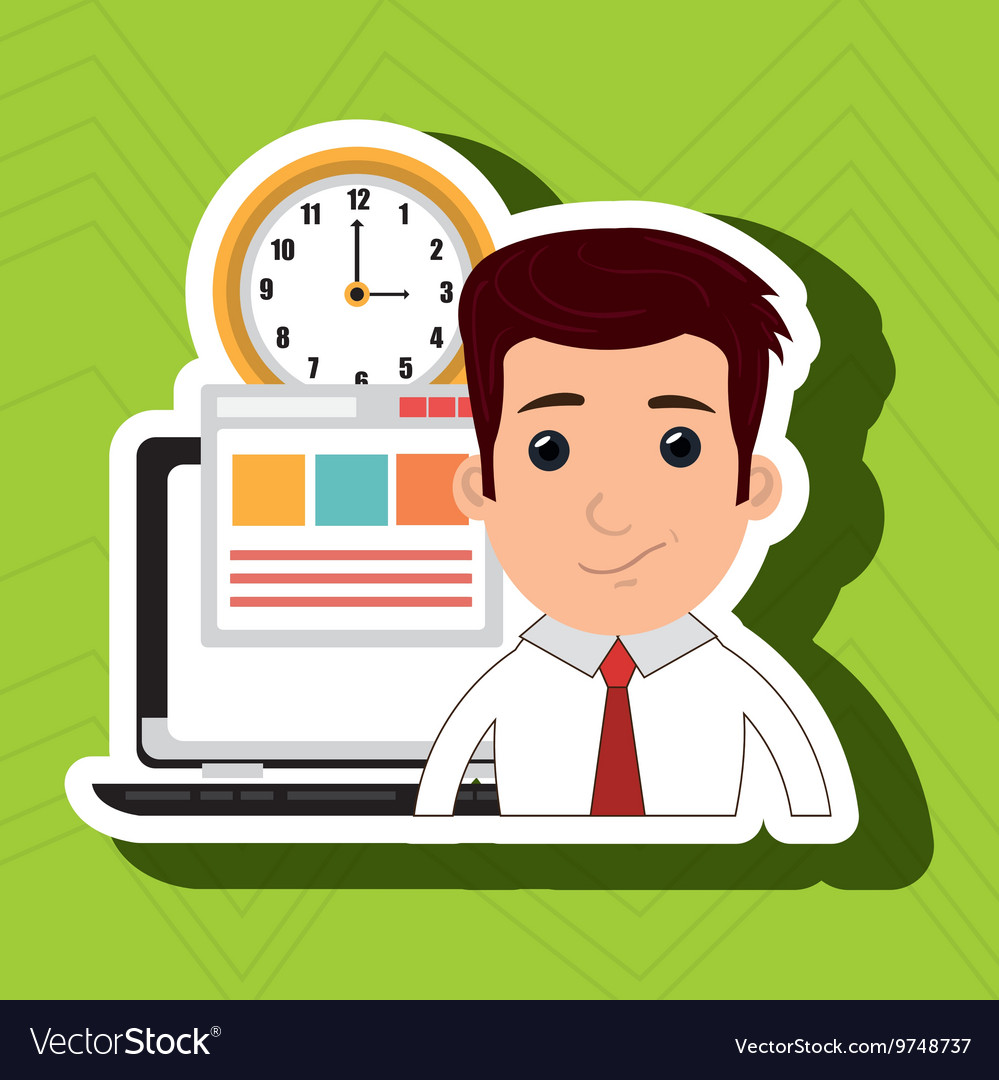Man and computer isolated icon design Royalty Free Vector