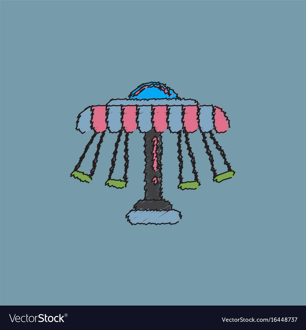Merry-go-round icon in hatching style
