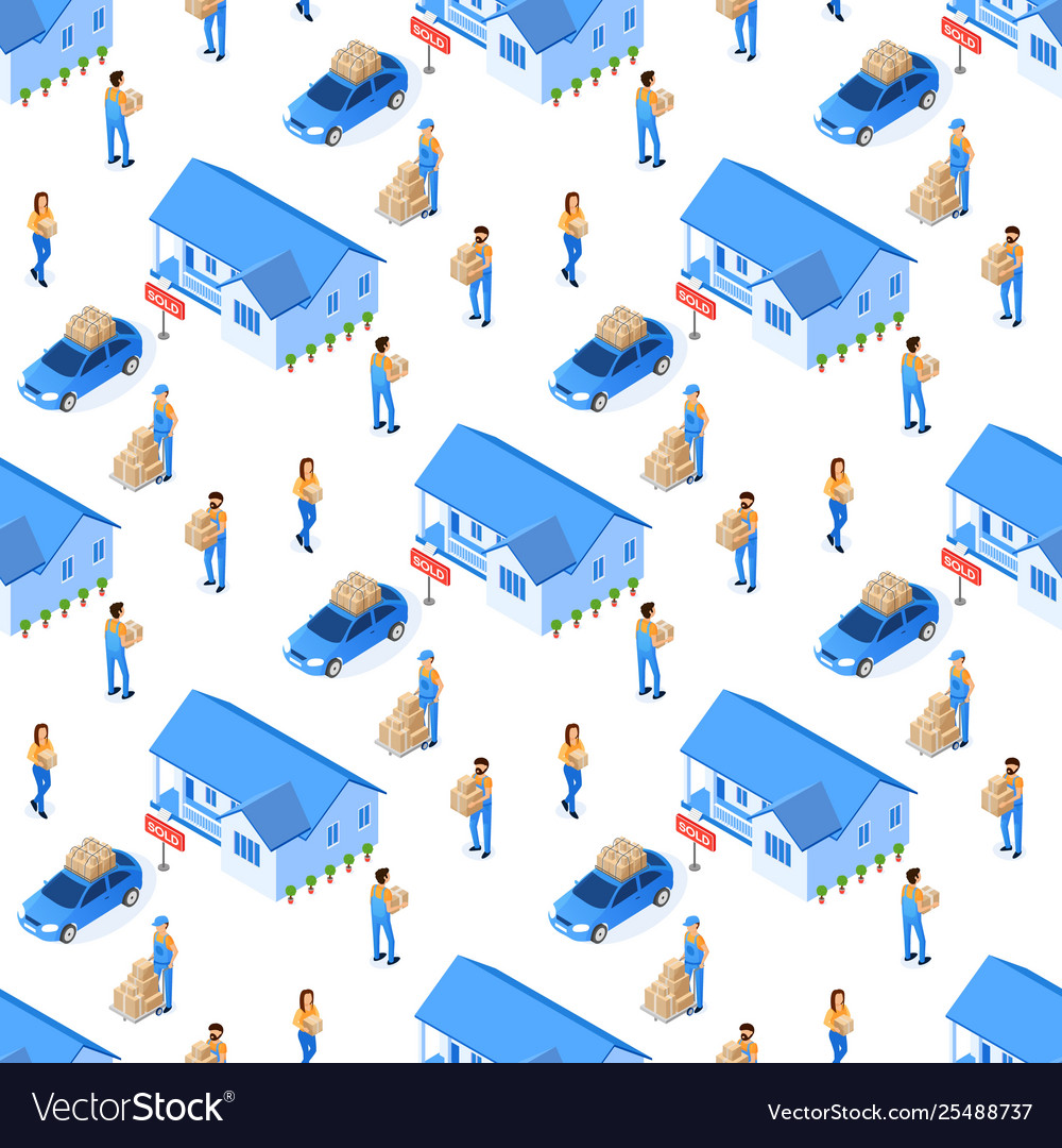 Moving Services Seamless Pattern