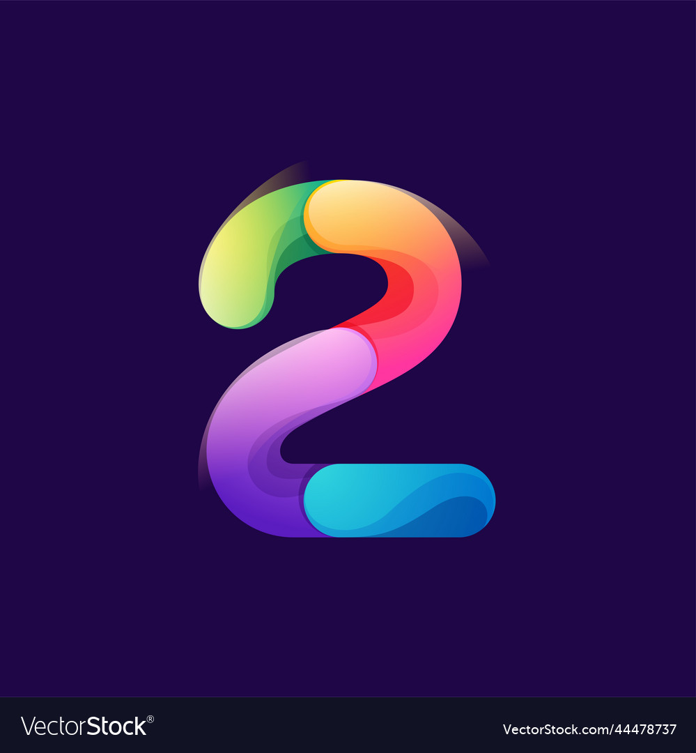 Number two logo made of overlapping colorful vector image Number two logo made of overlapping colorful