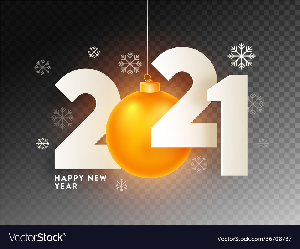 Paper cut 2021 text with hanging illuminated