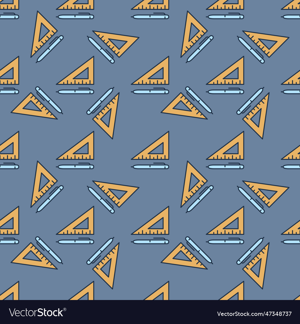 Pen with yellow triangle colored seamless pattern vector image Pen with yellow triangle colored seamless pattern