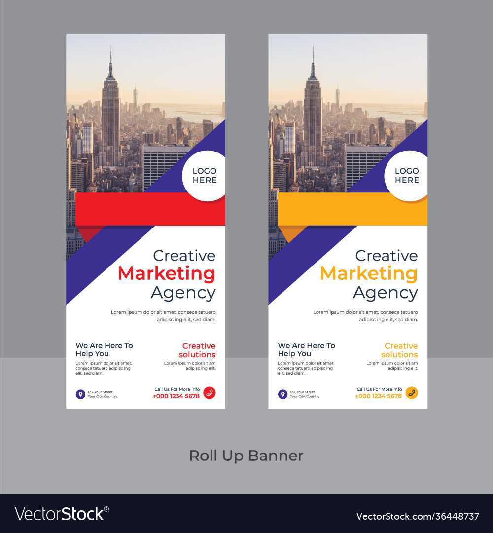 Professional roll up banner design Royalty Free Vector Image