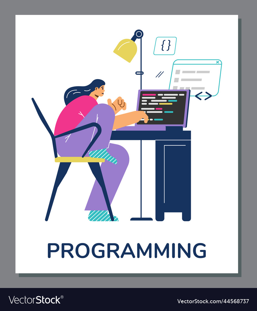 Programming or writing computer programs banner vector image Programming or writing computer programs banner
