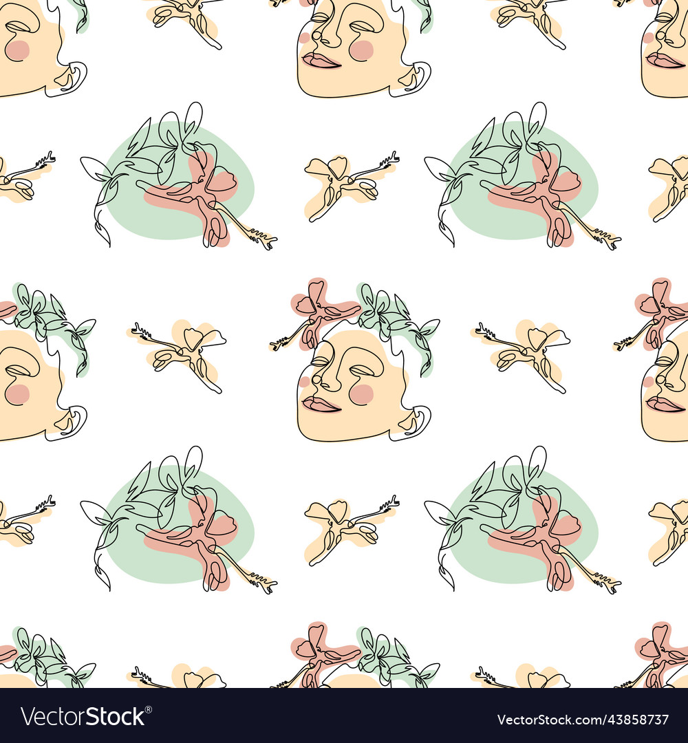 Seamless pattern with one single line drawings Vector Image Seamless pattern with one single line drawings
