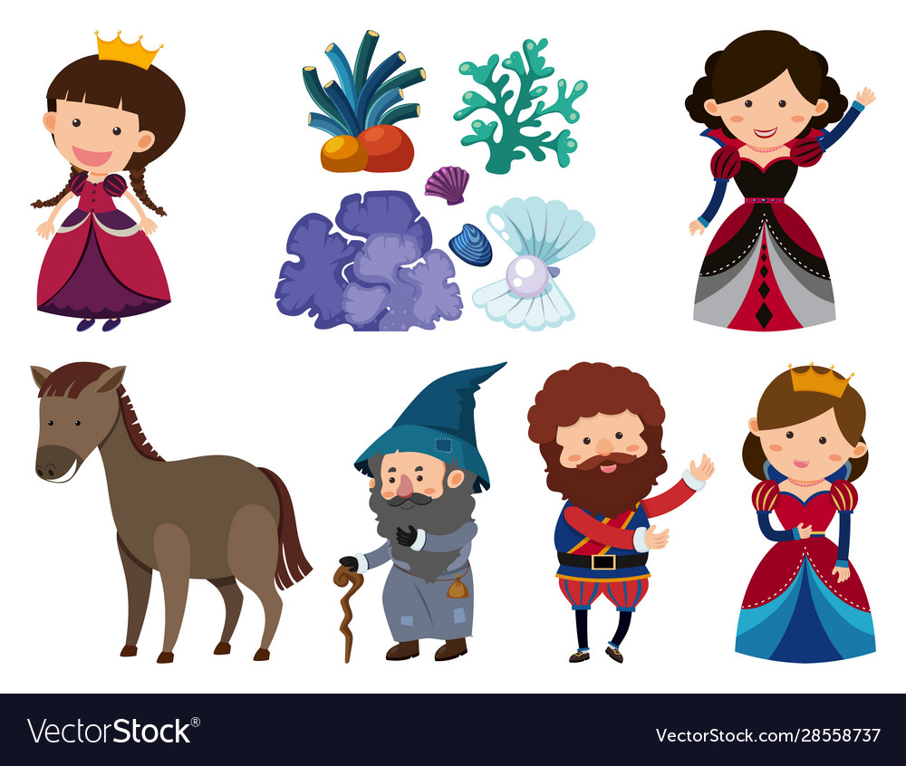 Set isolated objects theme fairytale Vector Image Set isolated objects theme fairytale