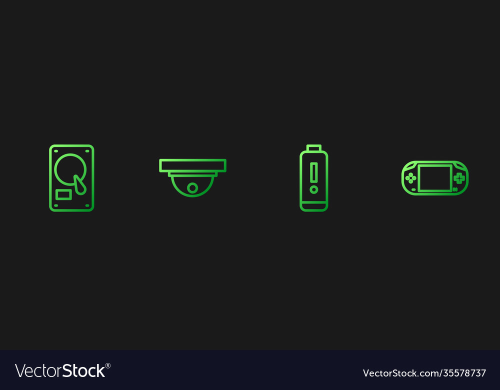 Set line battery charge level indicator hard disk vector image Set line battery charge level indicator hard disk