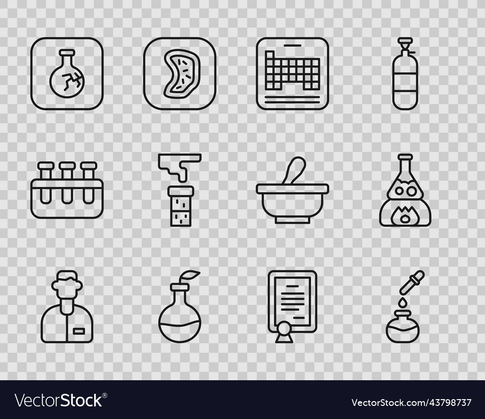 Set line laboratory assistant test tube and flask