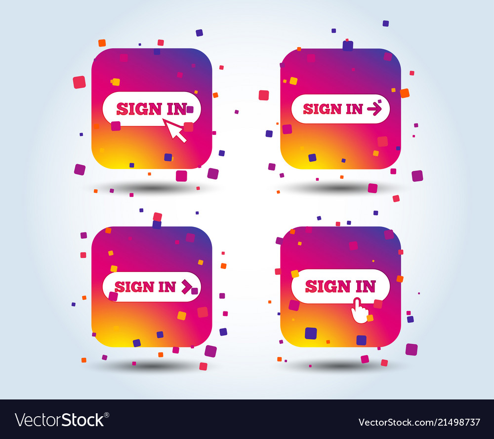 Sign in icons login with arrow hand pointer