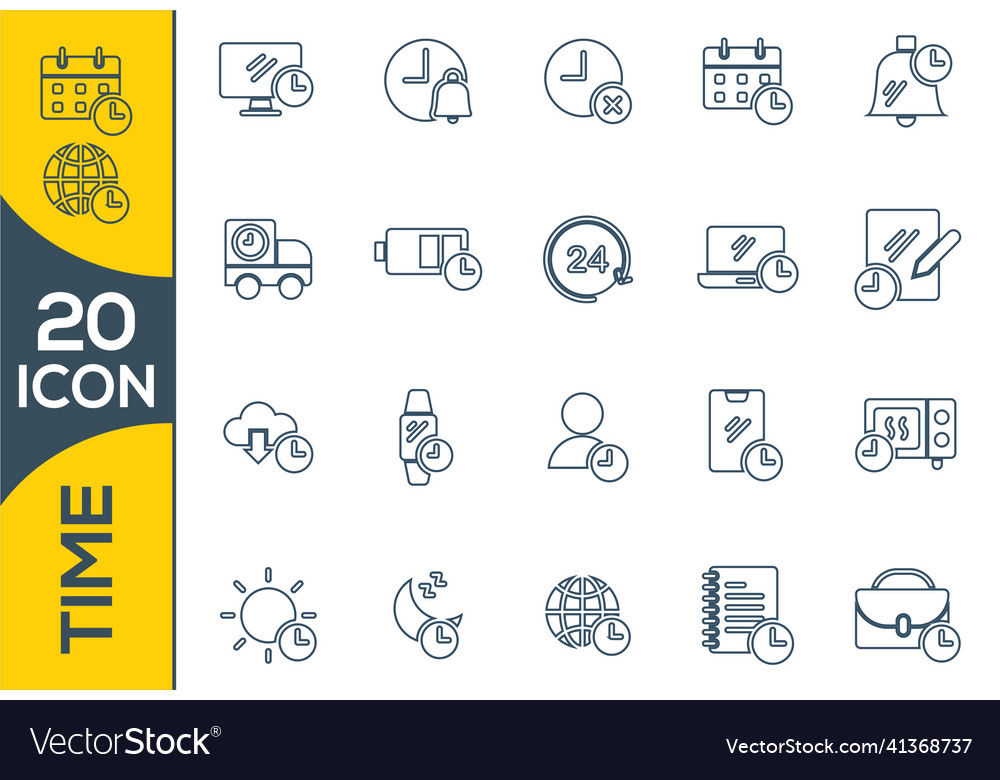 Simple set of time related line icons Vector Image Simple set of time related line icons