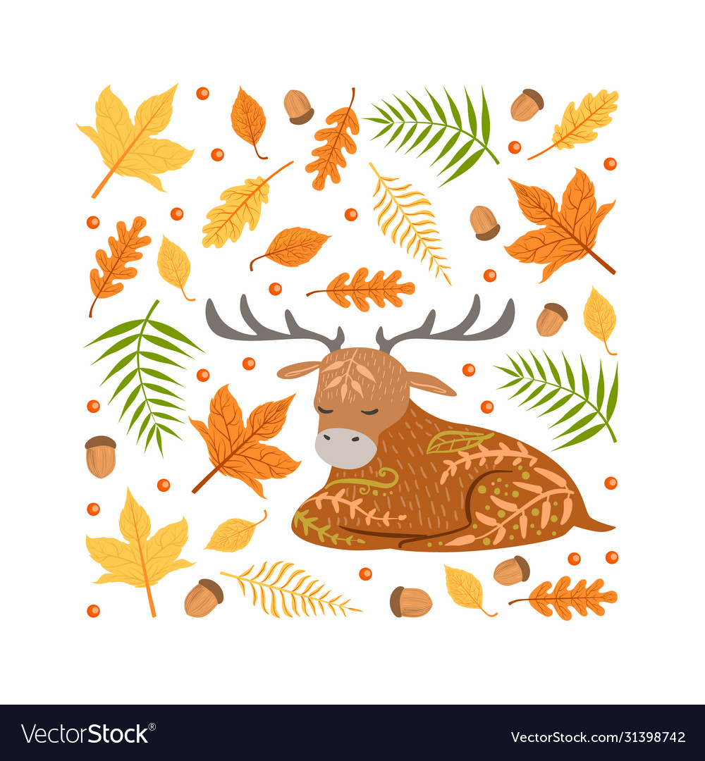 Autumn forest seamless pattern square shape vector image Autumn forest seamless pattern square shape