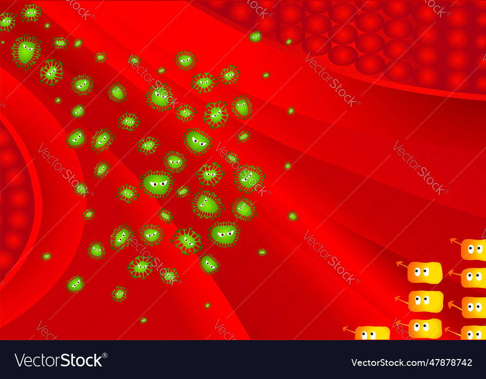 Cartoon coronavirus entering the organism Vector Image