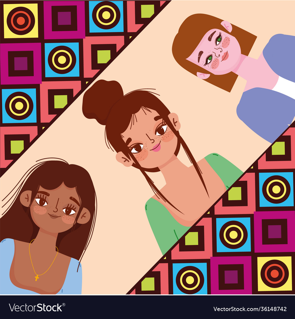 Diversity women cartoon with different styles