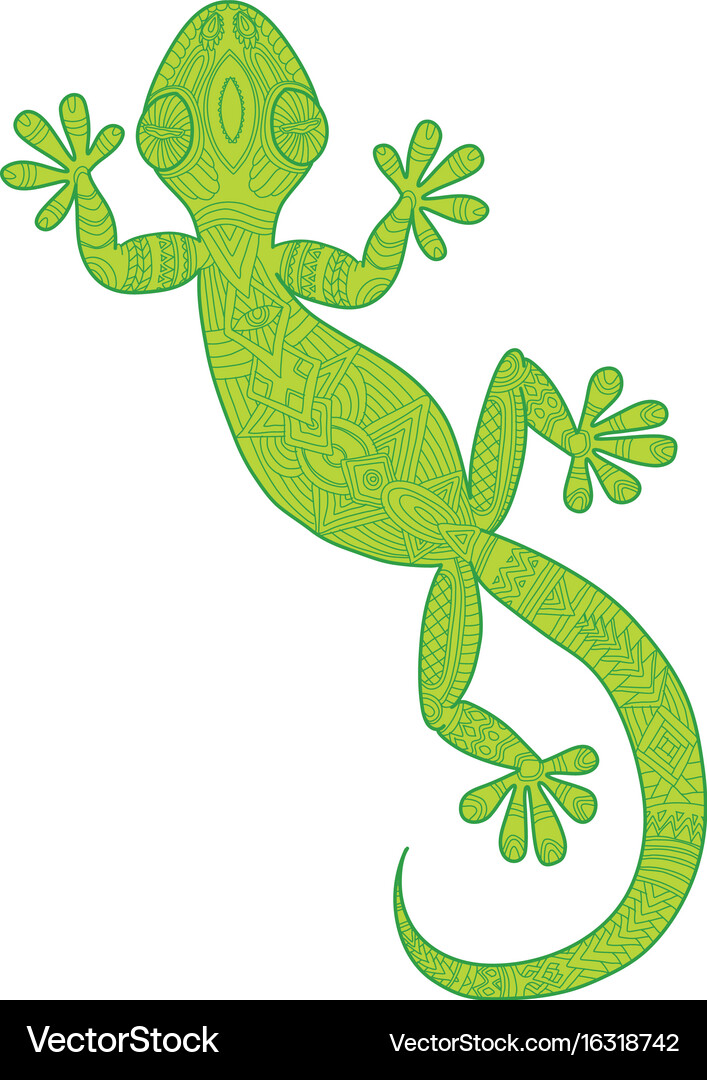 Drawing lizard gecko with ethnic patterns Vector Image