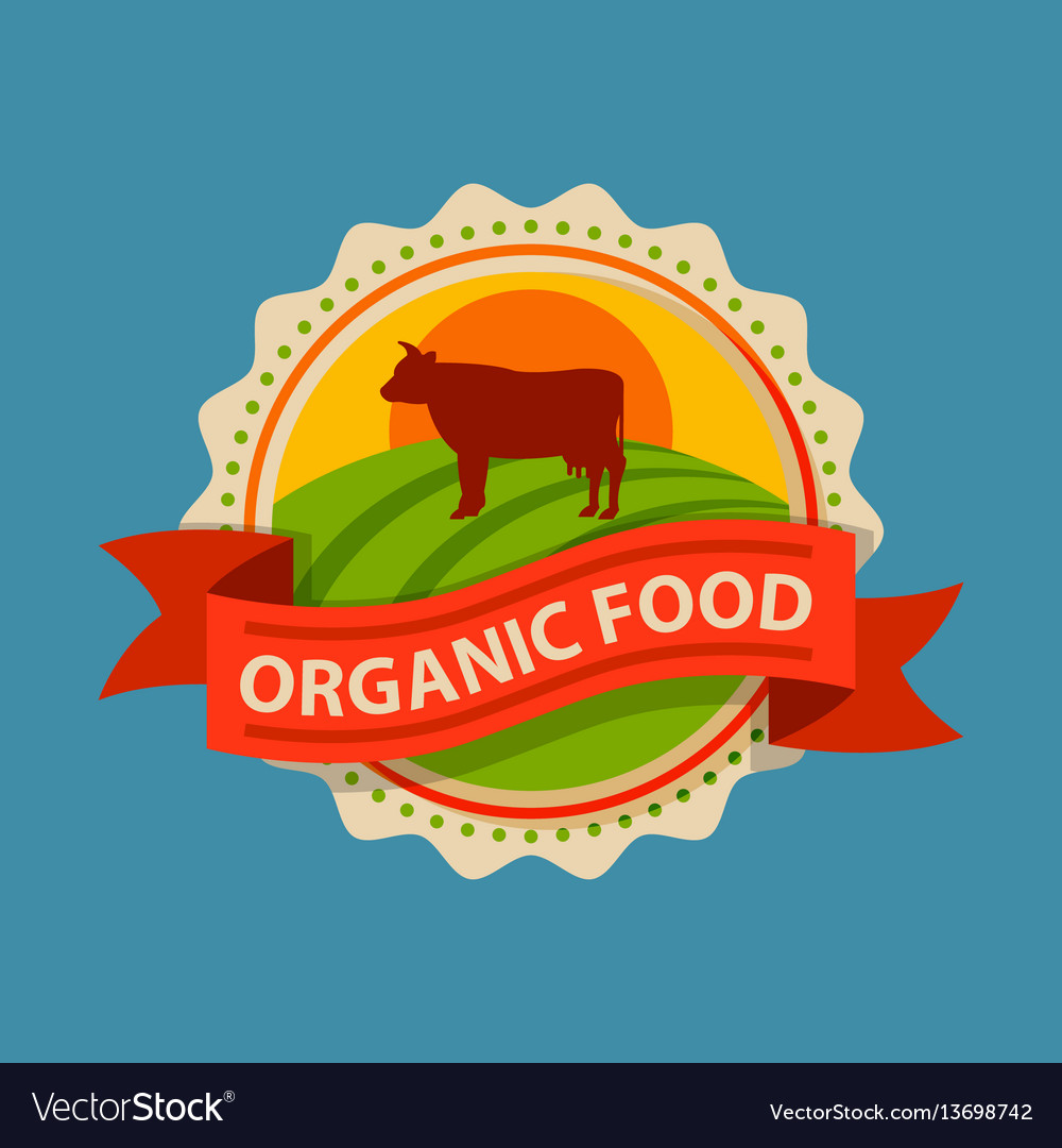 Flat style of bio organic eco healthy food label vector image Flat style of bio organic eco healthy food label