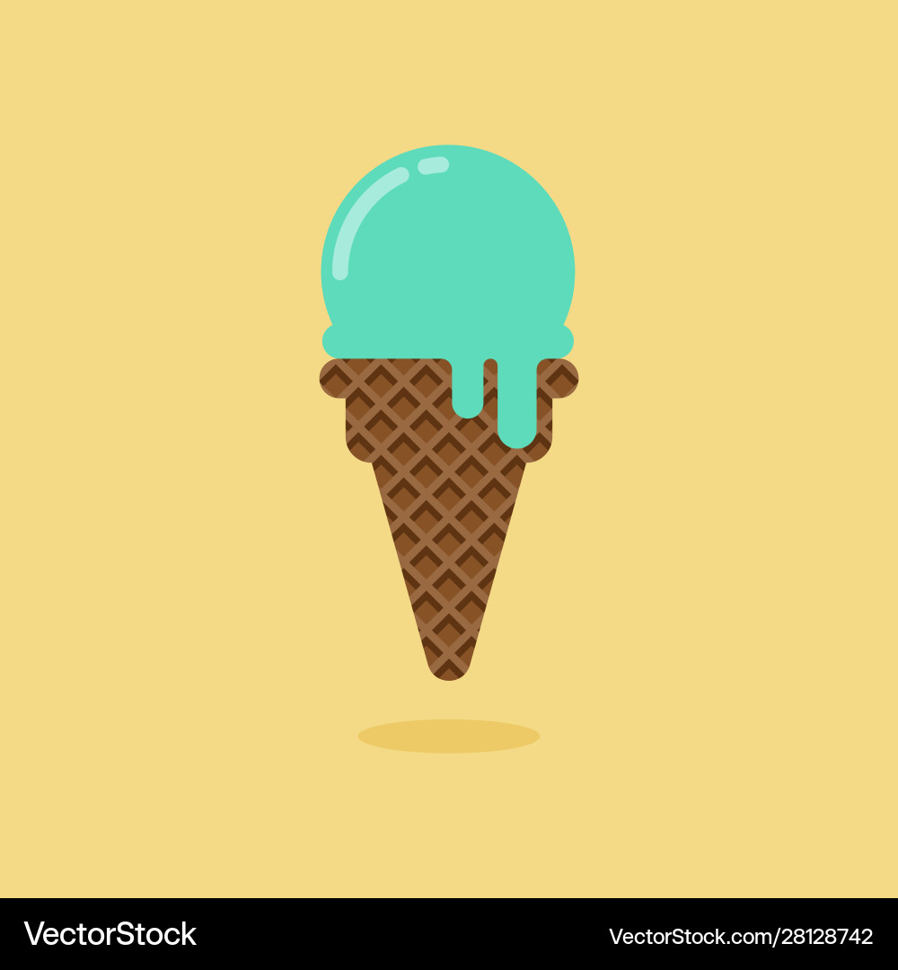 Ice cream cone mint flavor with topping flat Vector Image