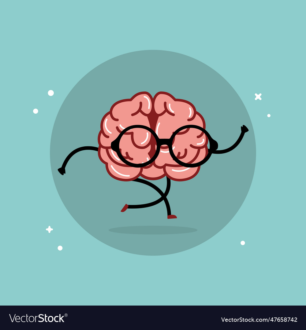 Isolated cute brain cartoon character Royalty Free Vector