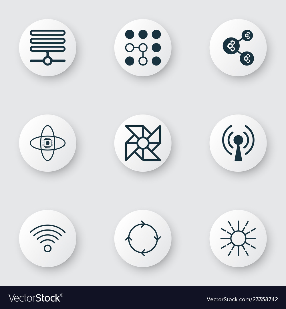 Machine icons set with loop algorithm brightness