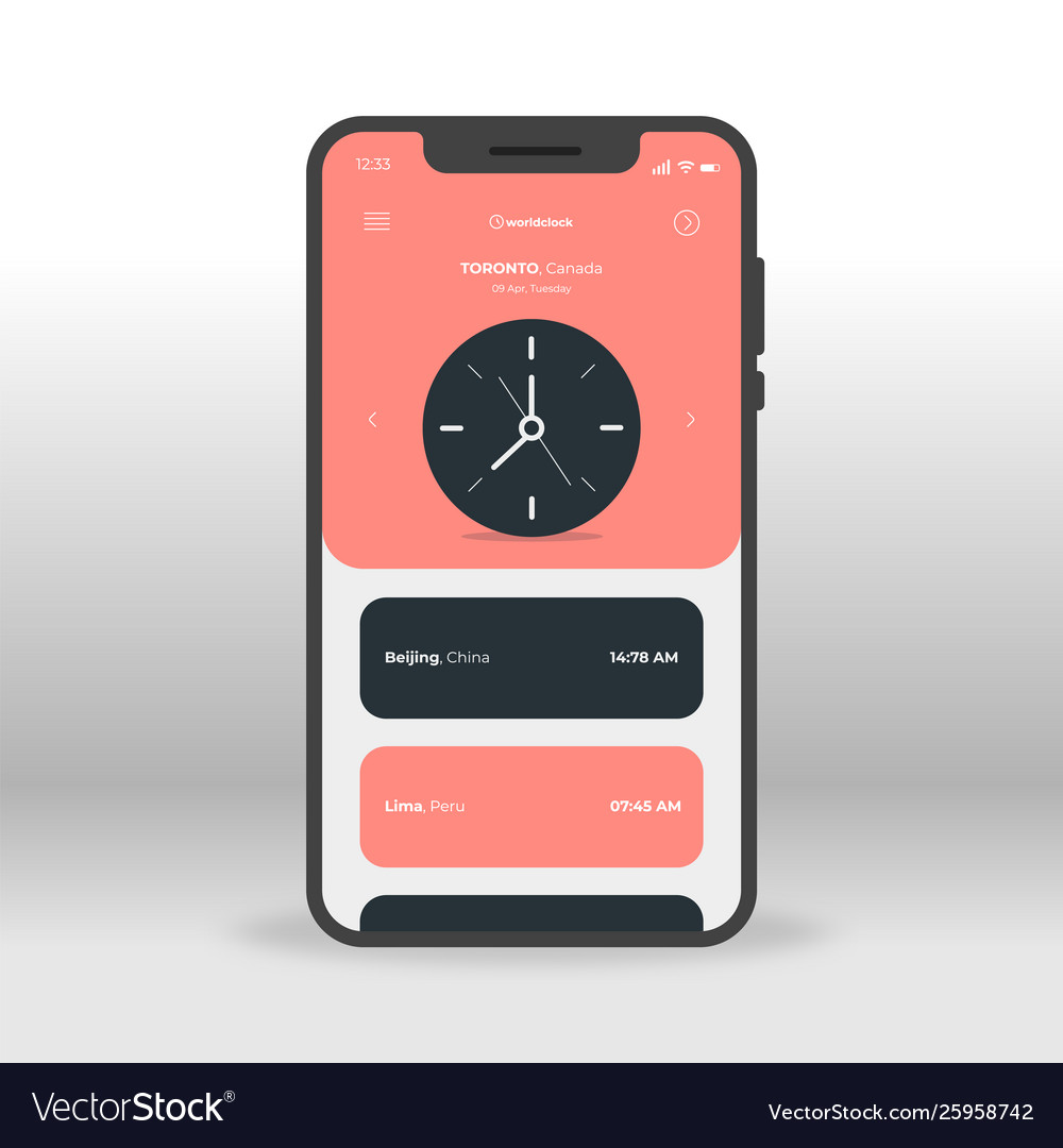 Pink country clocks ui ux gui screen for mobile Vector Image