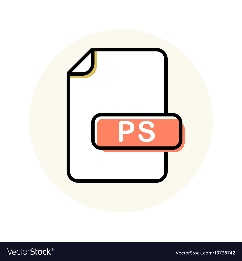 Ps file format extension color line icon