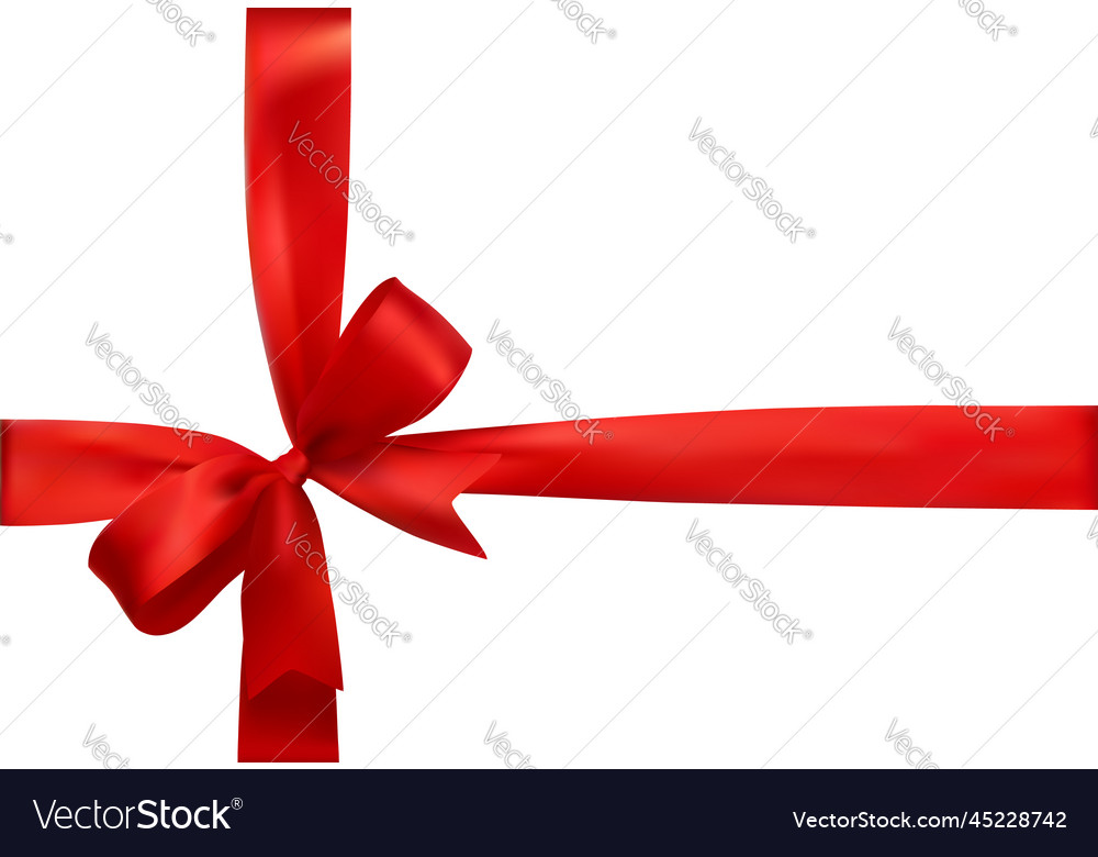 Red bow ribbon gift box realistic Royalty Free Vector Image