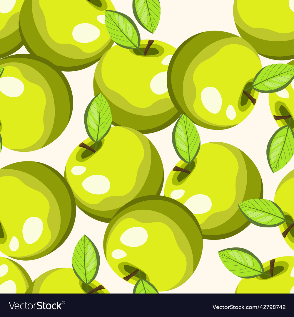 Seamless pattern with apple on color background