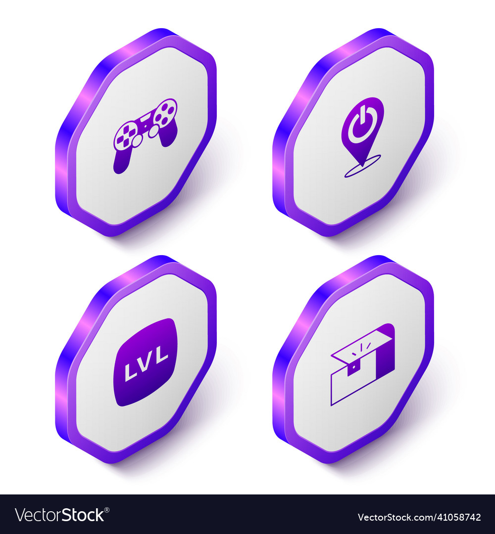 Set isometric game controller or joystick power Vector Image Set isometric game controller or joystick power