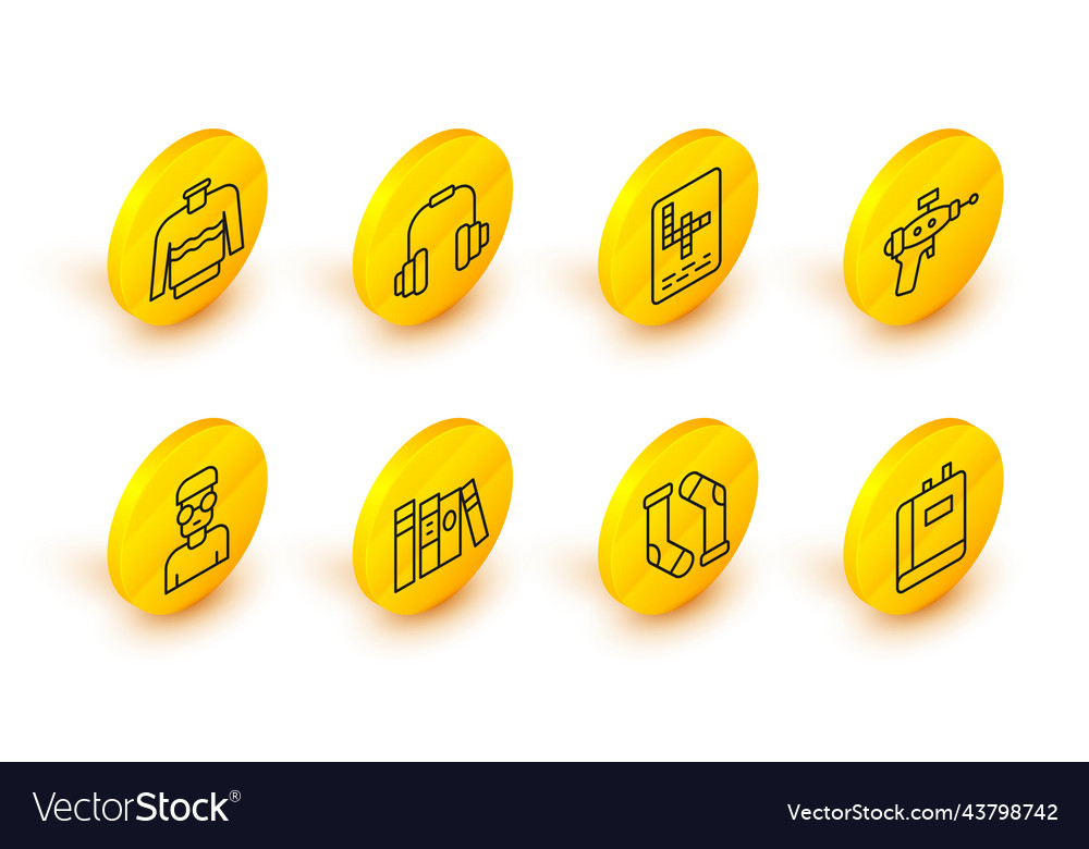 Set line book socks nerd geek ray gun vector image Set line book socks nerd geek ray gun