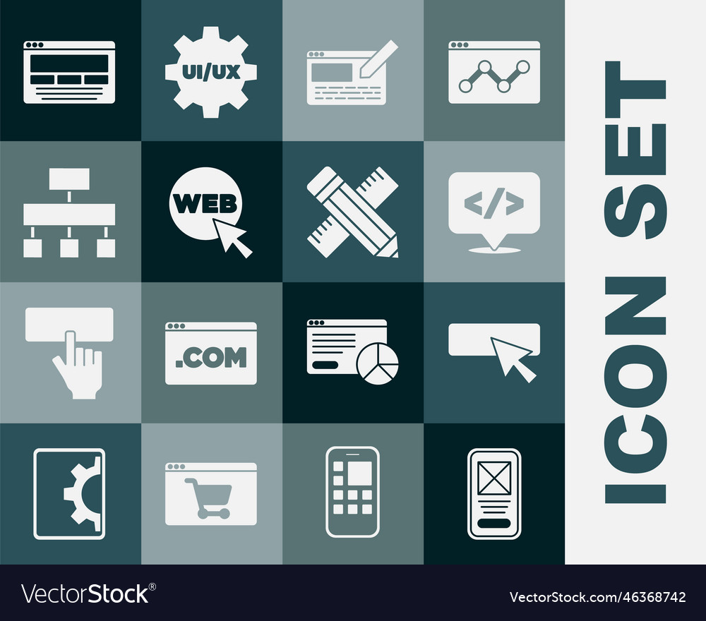 Set ui or ux design front end development web vector image Set ui or ux design front end development web