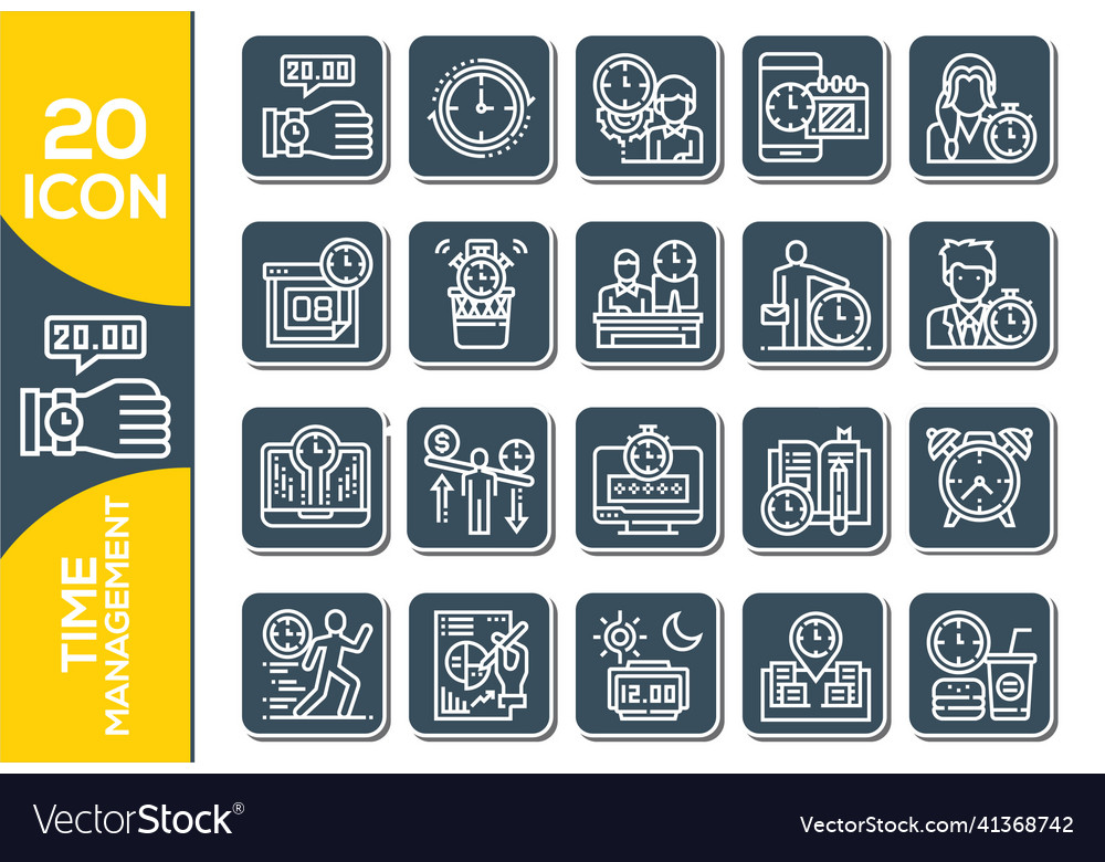 Simple set of time management related line icons