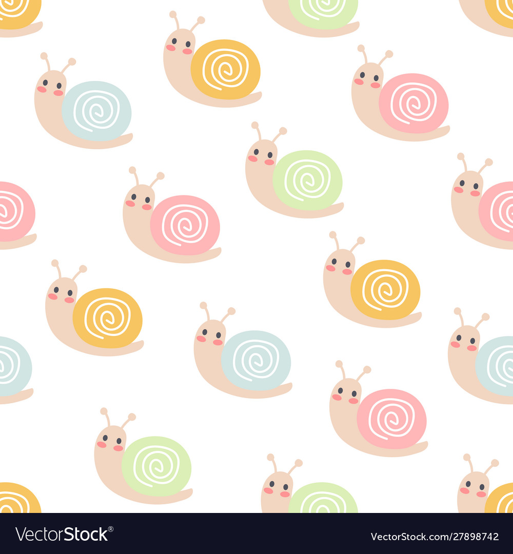 Snails seamless pattern background vector image Snails seamless pattern background