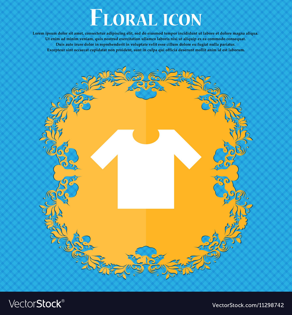 T-Shirt-Ikone sign floral flaches Design auf blau