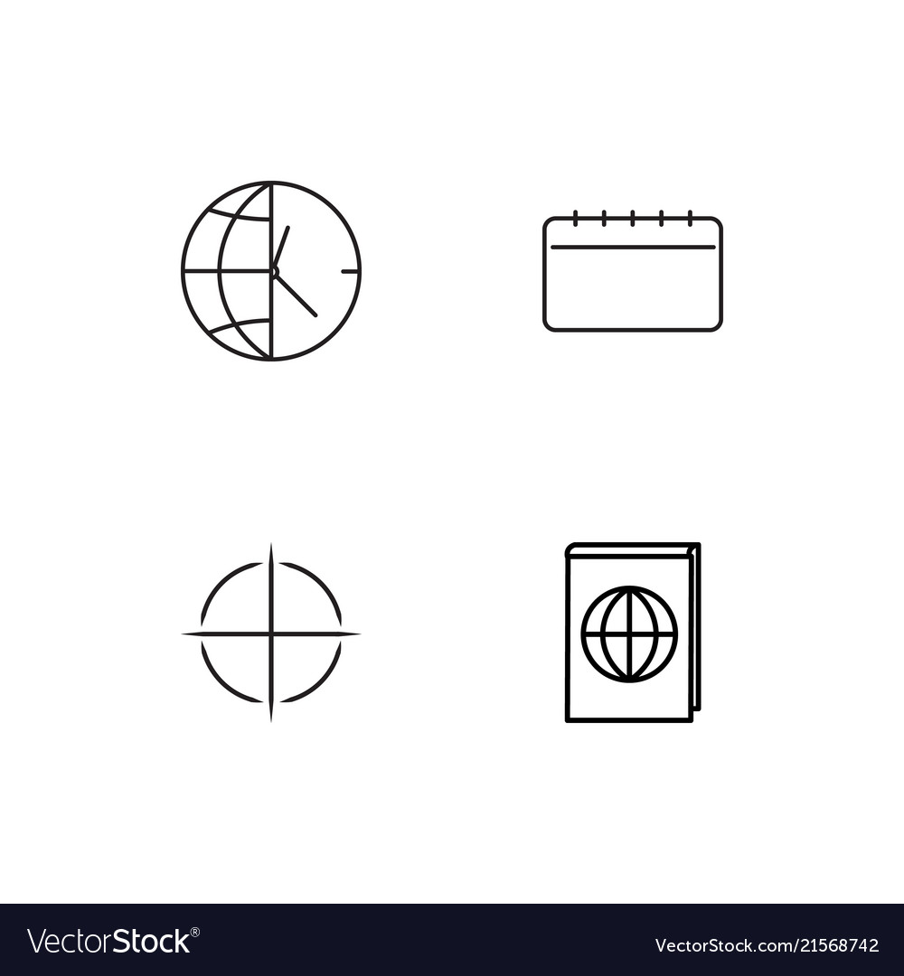 Time linear icons set simple outline