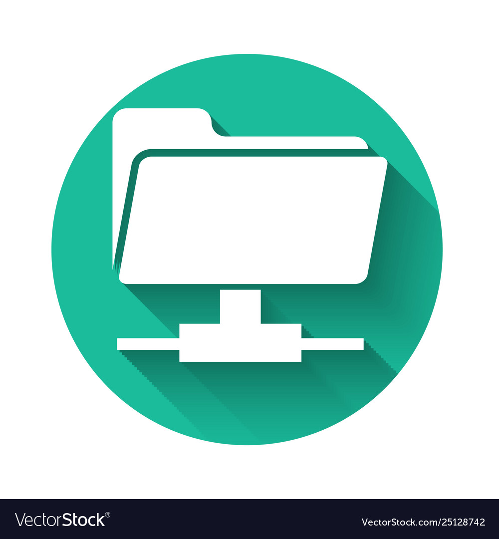 White ftp folder icon isolated with long shadow