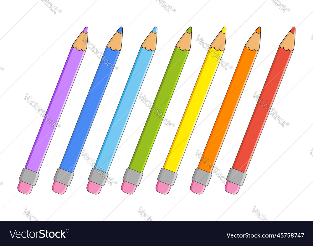 Colour Pencils Design Element Isolated On White Vector Image