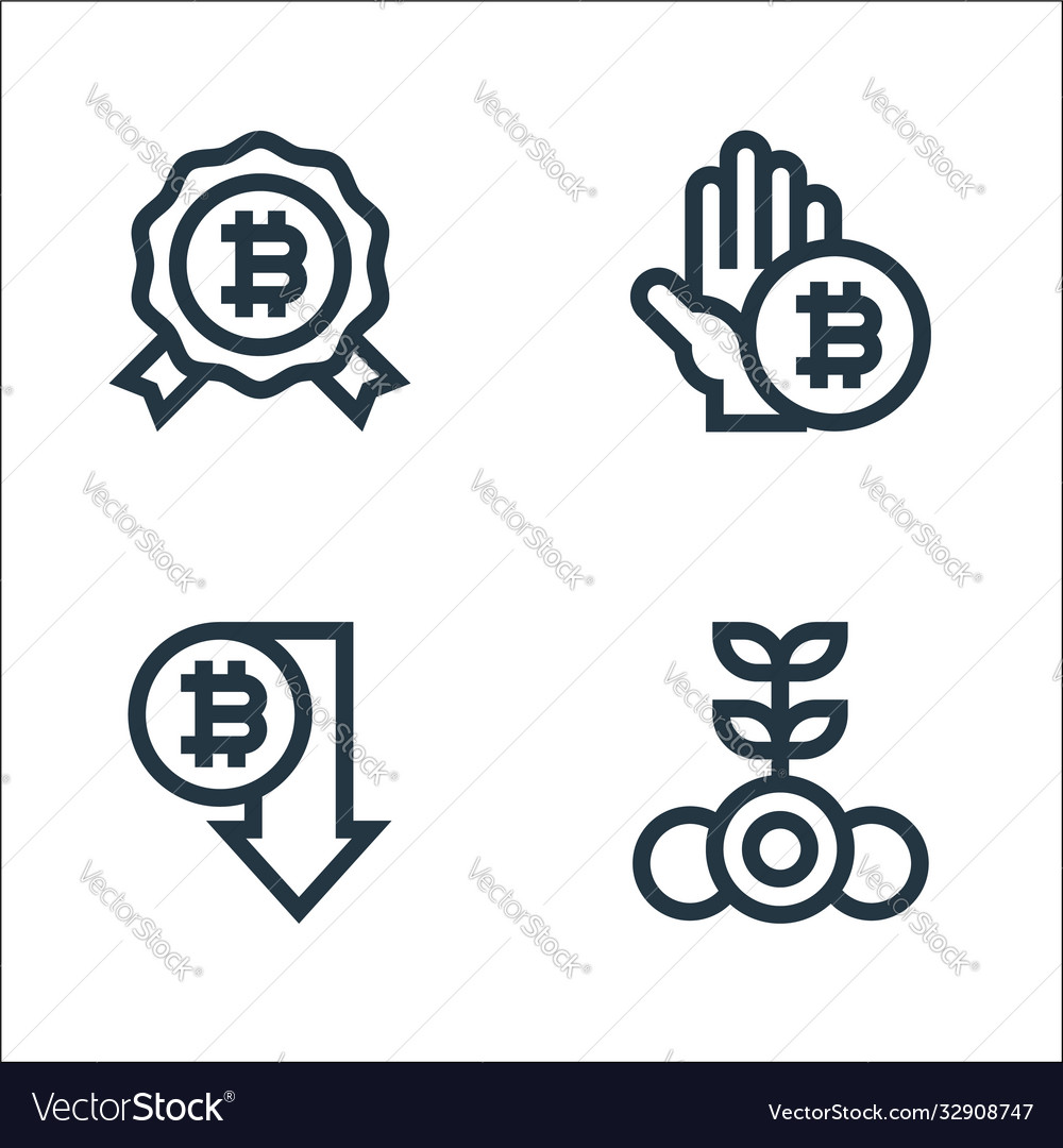 Cryptocurrency line icons linear set quality vector image Cryptocurrency line icons linear set quality