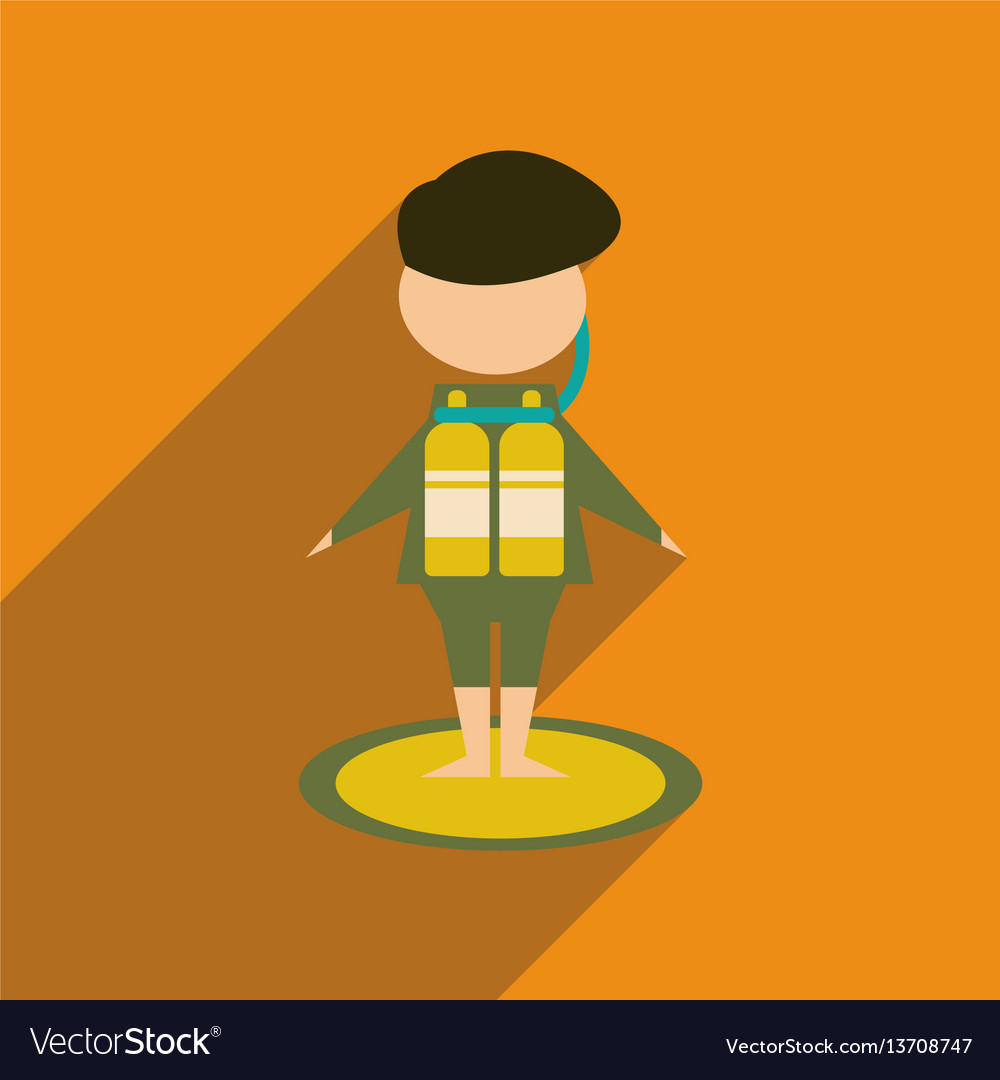 Flat web icon with long shadow diver