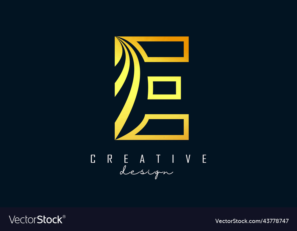 Golden Outline Creative Letter E Logo Royalty Free Vector