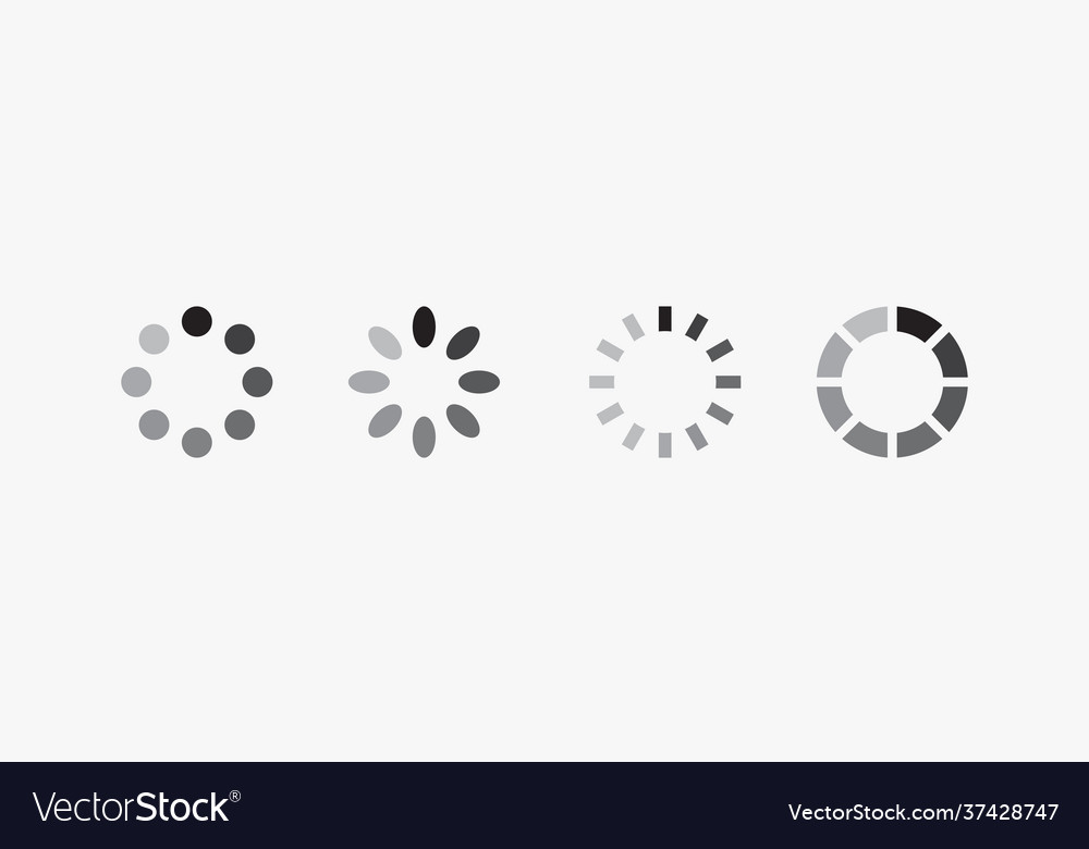 Icon set loading waiting buffering refresh vector image Icon set loading waiting buffering refresh