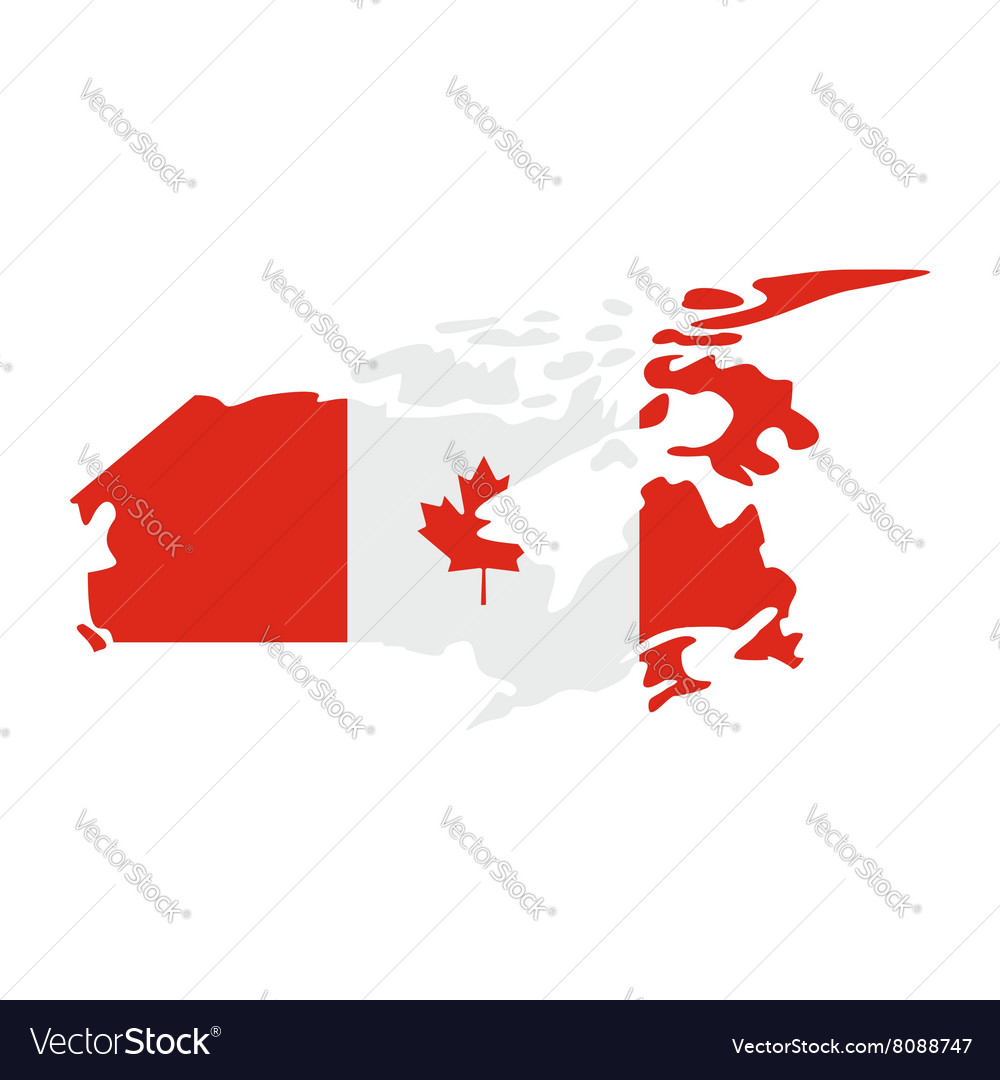 Map of canada with the image national flag Vector Image