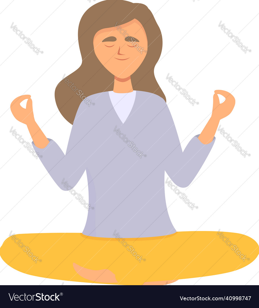 Meditation exercise icon cartoon woman Royalty Free Vector