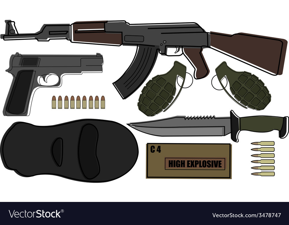 Military weapon pack Royalty Free Vector Image